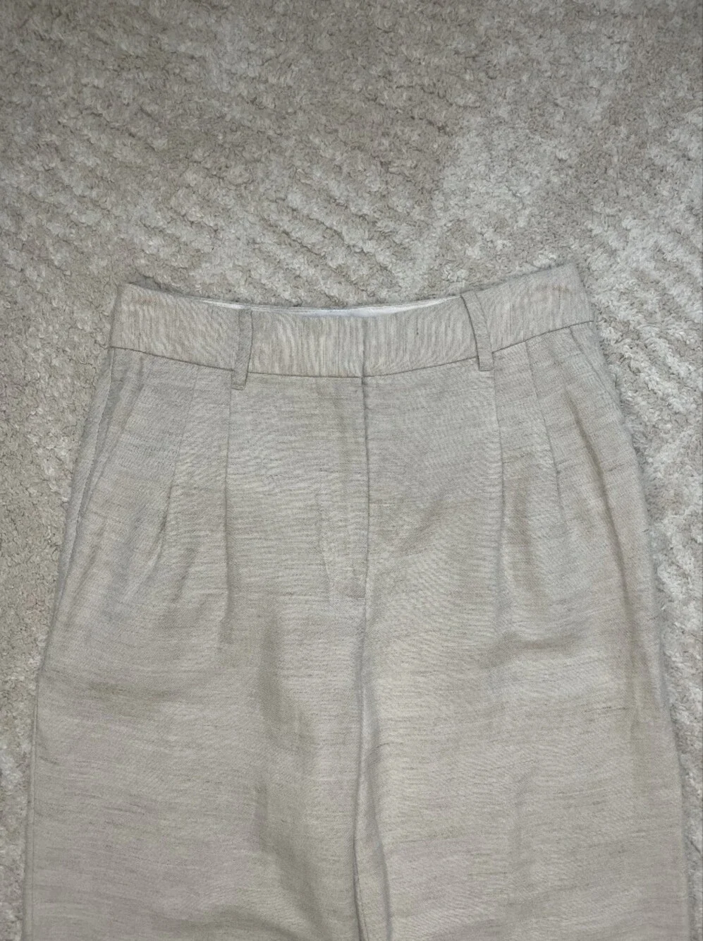 Aritzia Wide-Leg High-Rise Linen-Blend Pants in Light Oat Size 4